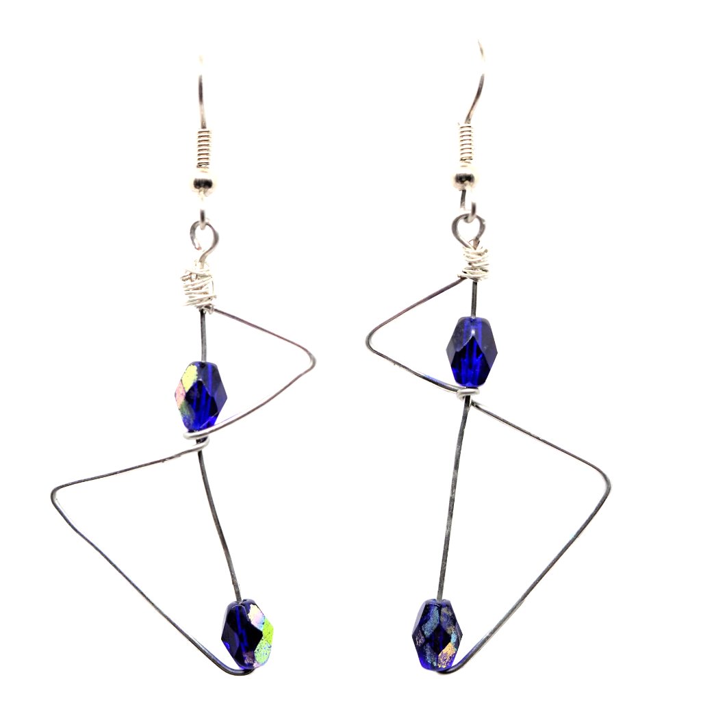 Blue Triangle Earrings